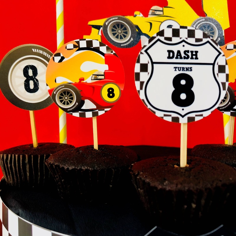 Race Car Cupcake Toppers Set