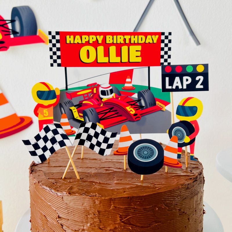Racing Car Birthday Cake Topper