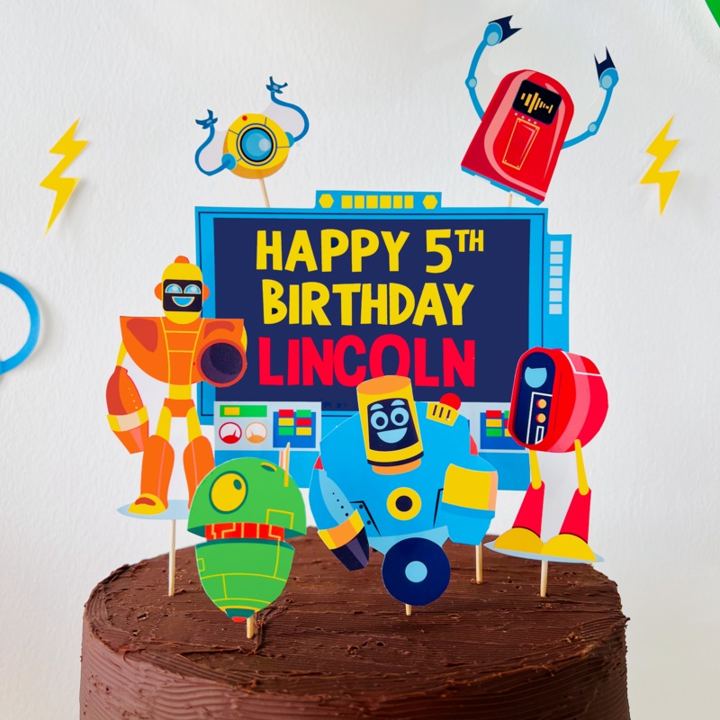 Robots Birthday Cake Topper