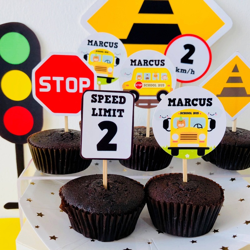 Wheels on the Bus Cupcake Toppers Set