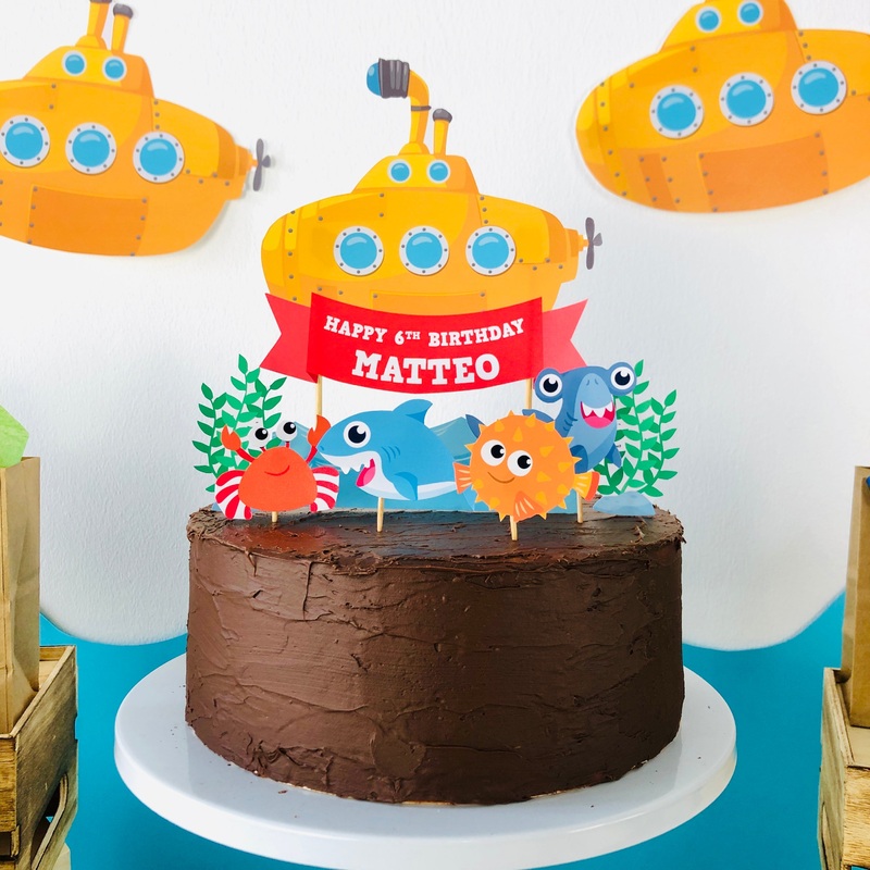 Yellow Submarine Birthday Cake Topper