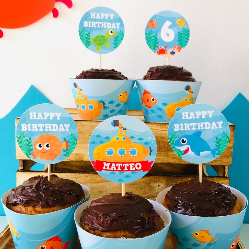 Yellow Submarine Cupcake Toppers Set