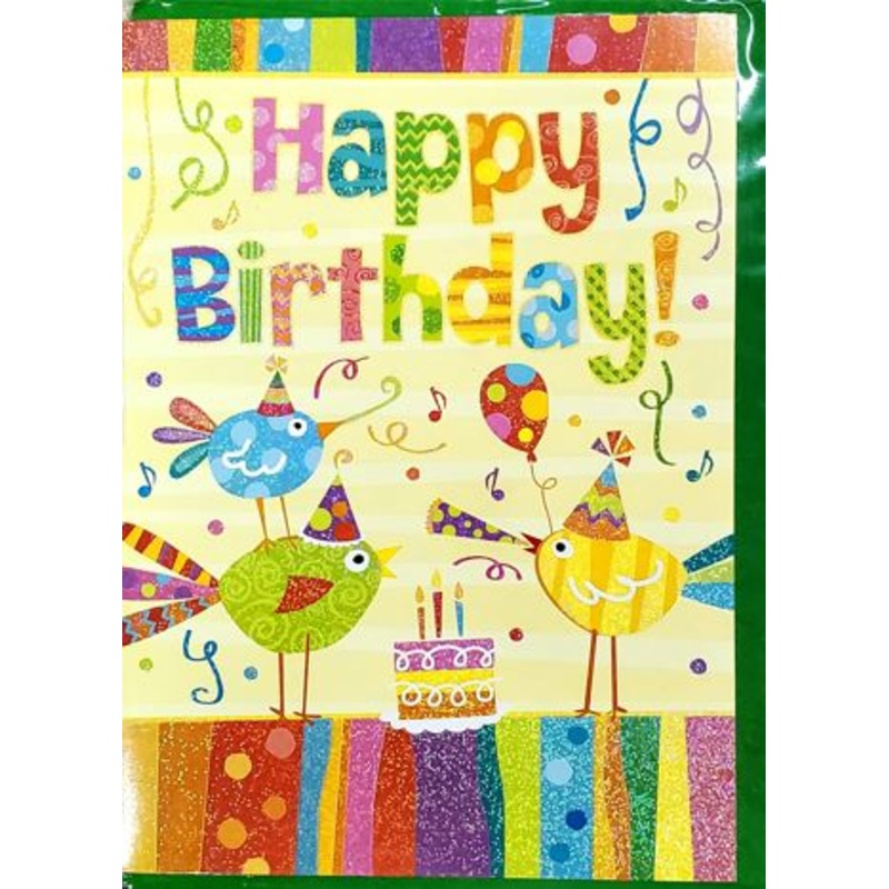 Birthday Card - Birds & Cake