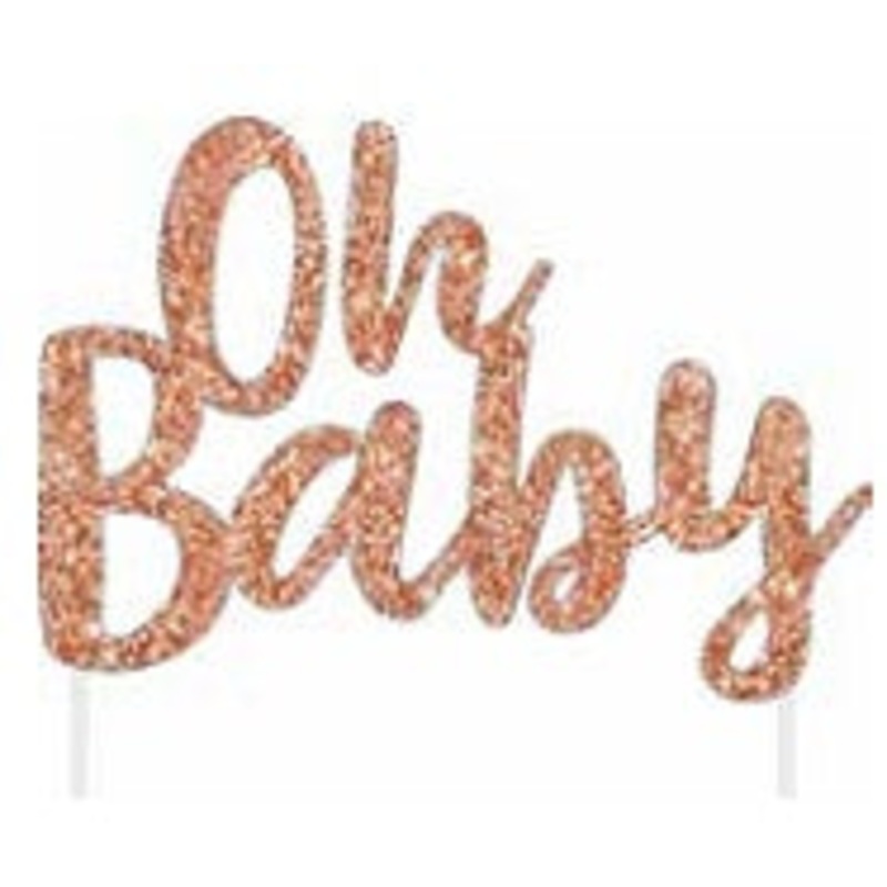 Cake Topper 1pk Glitter Oh Baby