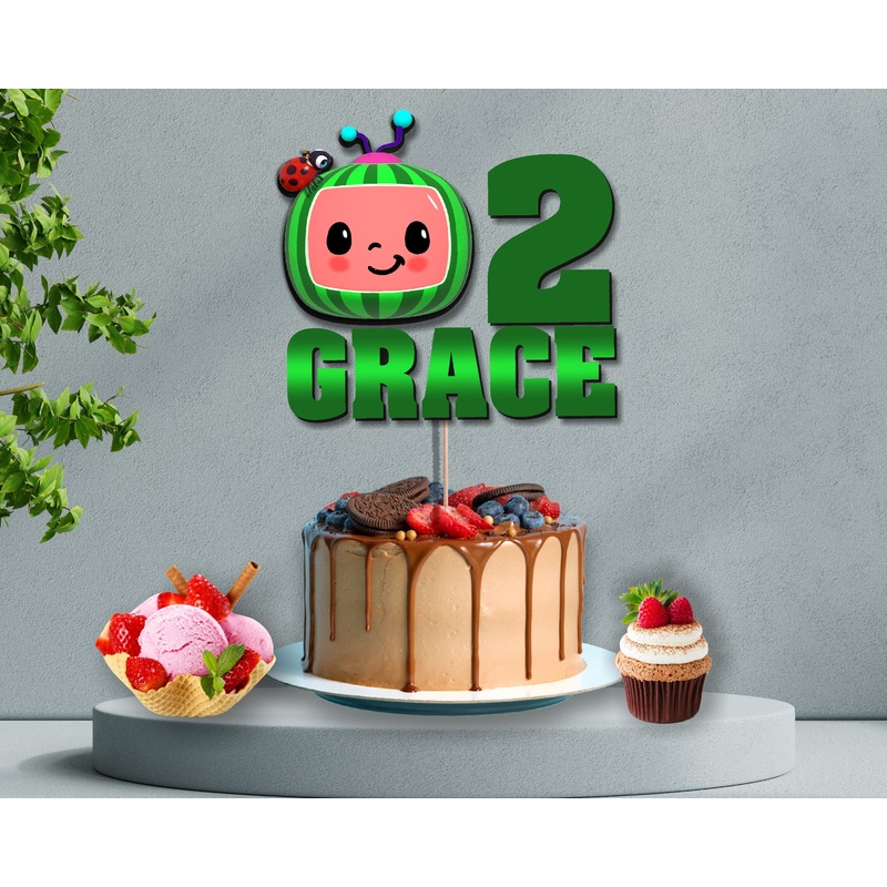 Coco Melon Theme Girl Customized Cake Topper