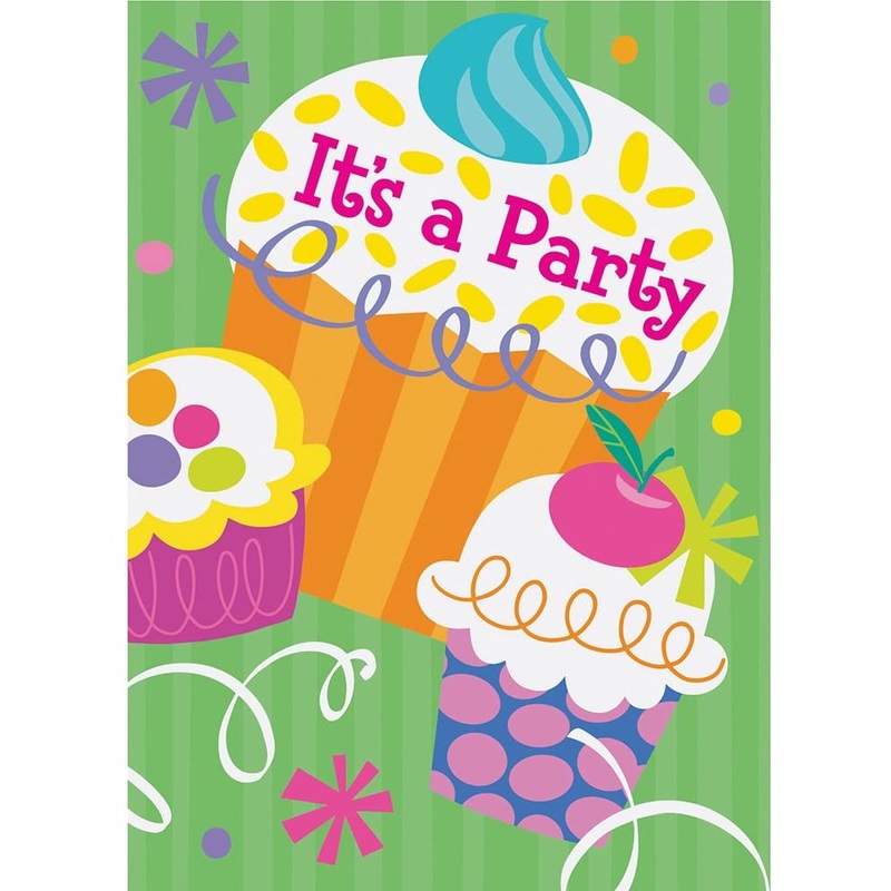 Cupcake Party Invitations & Envelopes (8ct)