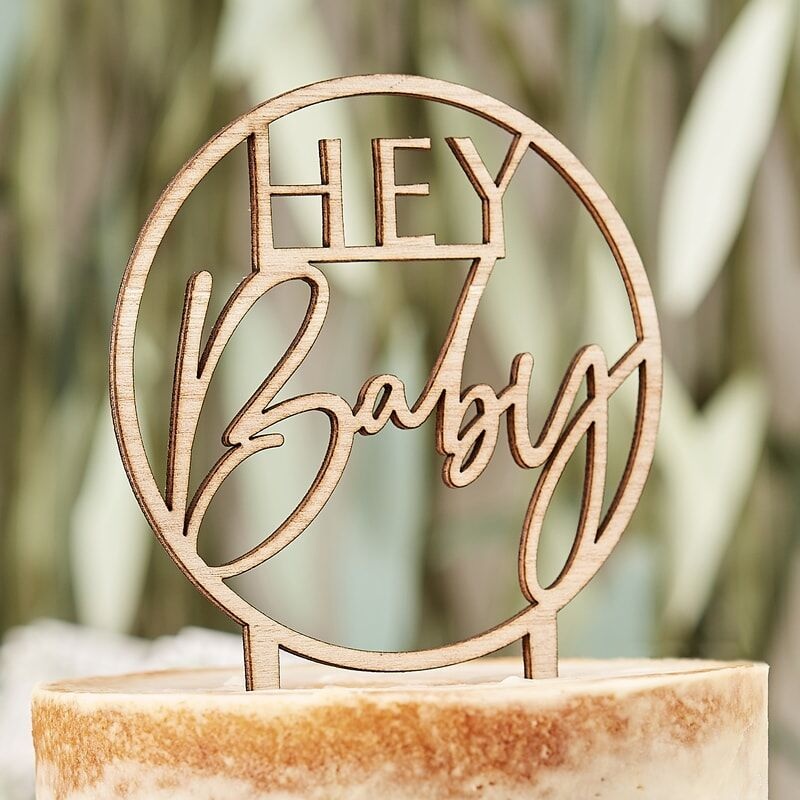 Ginger Ray Botanical Baby Wooden Cake Topper