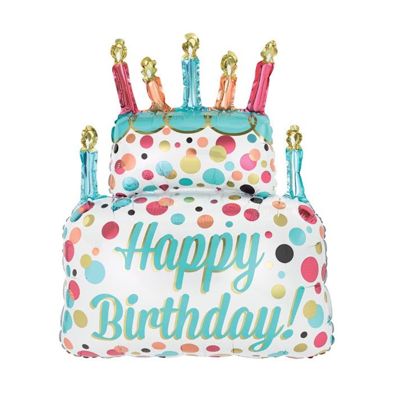 Happy Birthday Cake Shaped Foil Balloon 36Inches