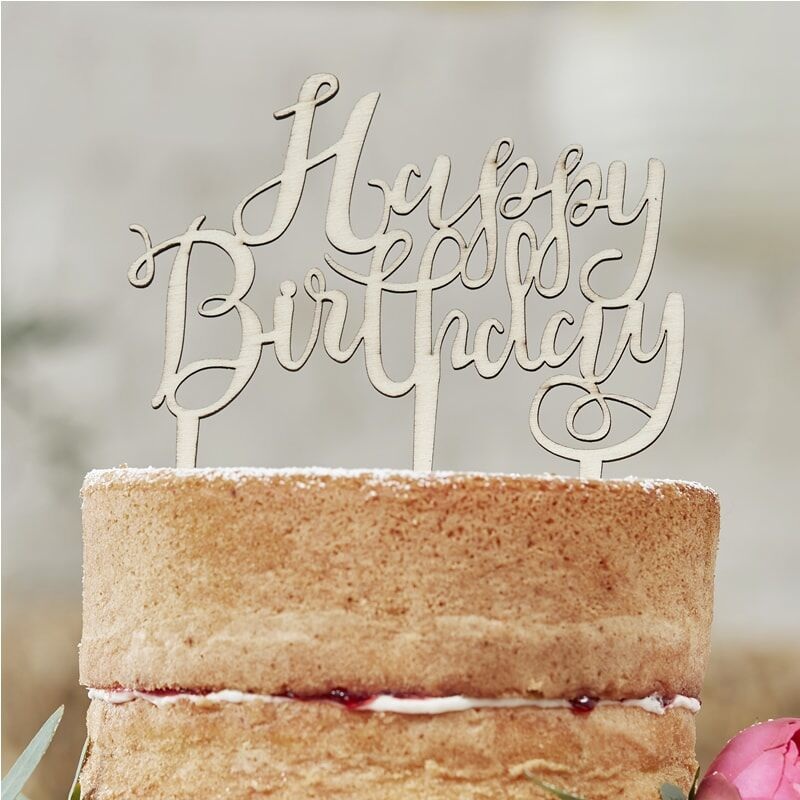 Happy Birthday' Wooden Cake Topper