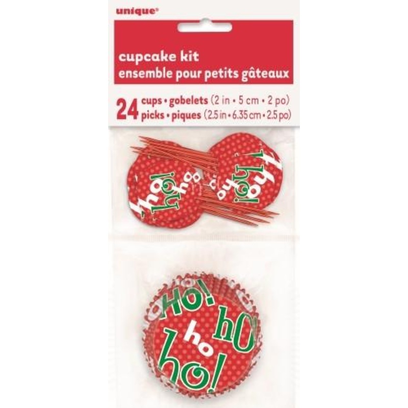 Ho Ho Ho Christmas Cupcake Kit, 24pc
