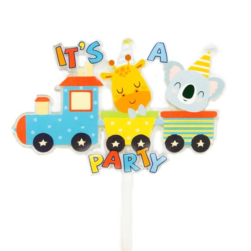 It's A Party Train Acrylic Cake Topper