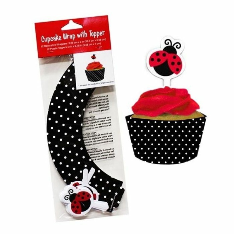 Lovely Lady Bug Cupcake Wraps with Toppers (12ct)