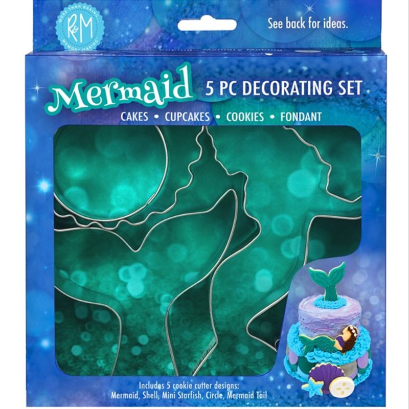 Mermaid Tin-Plated Cake Decorating Cutter Kit (5pk)