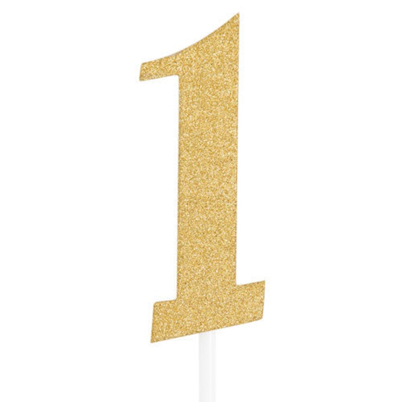 Number 1 Glitter Cake Topper Gold