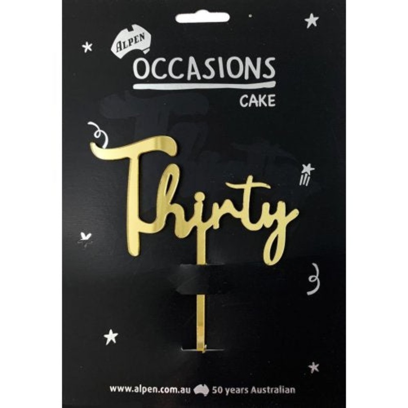 Number 30 Gold Acrylic Cake Topper