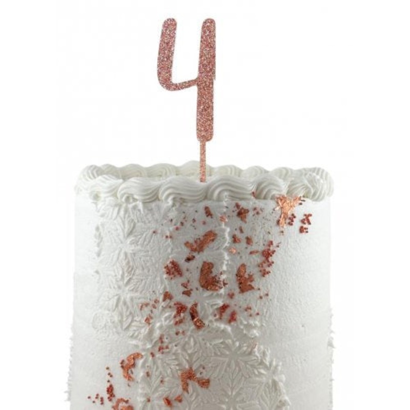 Number 4 Rose Gold Glitter Acrylic Cake Topper