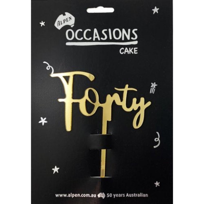 Number 40 Gold Acrylic Cake Topper