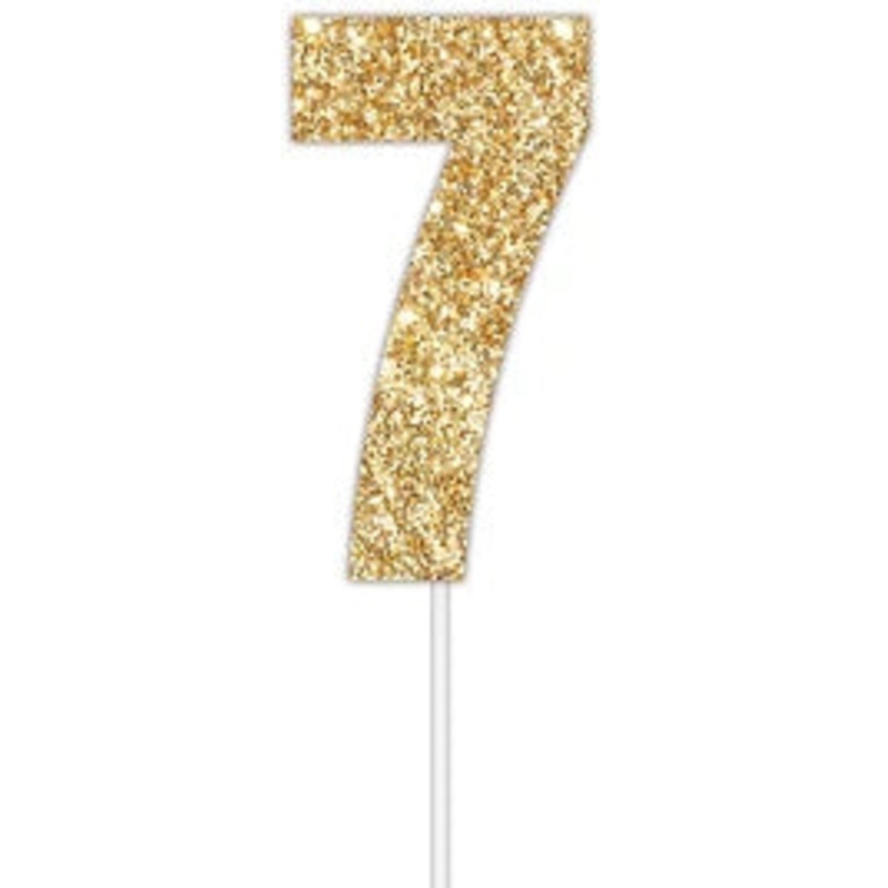 Number 7 Gold Cake Topper