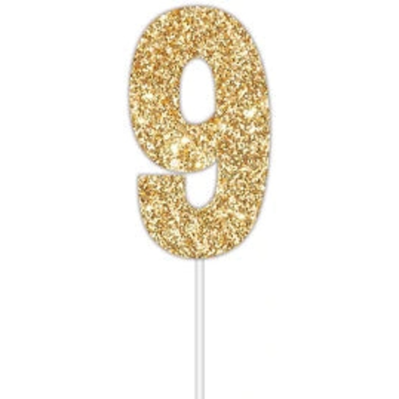 Number 9 Gold Cake Topper