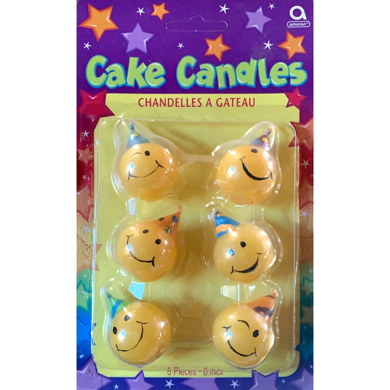 Smiley Cake Candles, 6ct