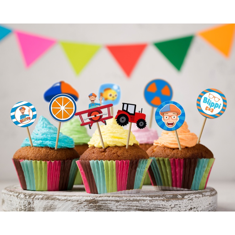 Blippi Theme Cup Cake Topper