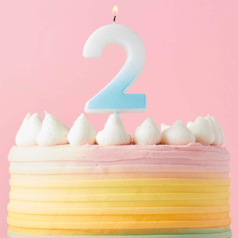 Blue Ombre Number 2 Cake Candle