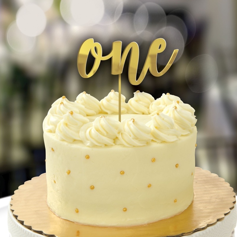 Cake Topper - 1st Birthday Gold Mirror