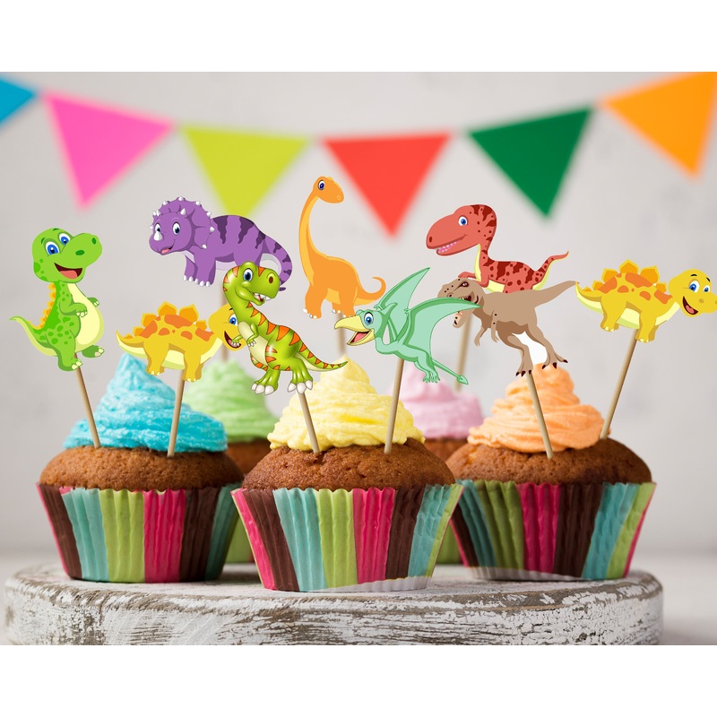 Dinosaur Theme Cup Cake Topper