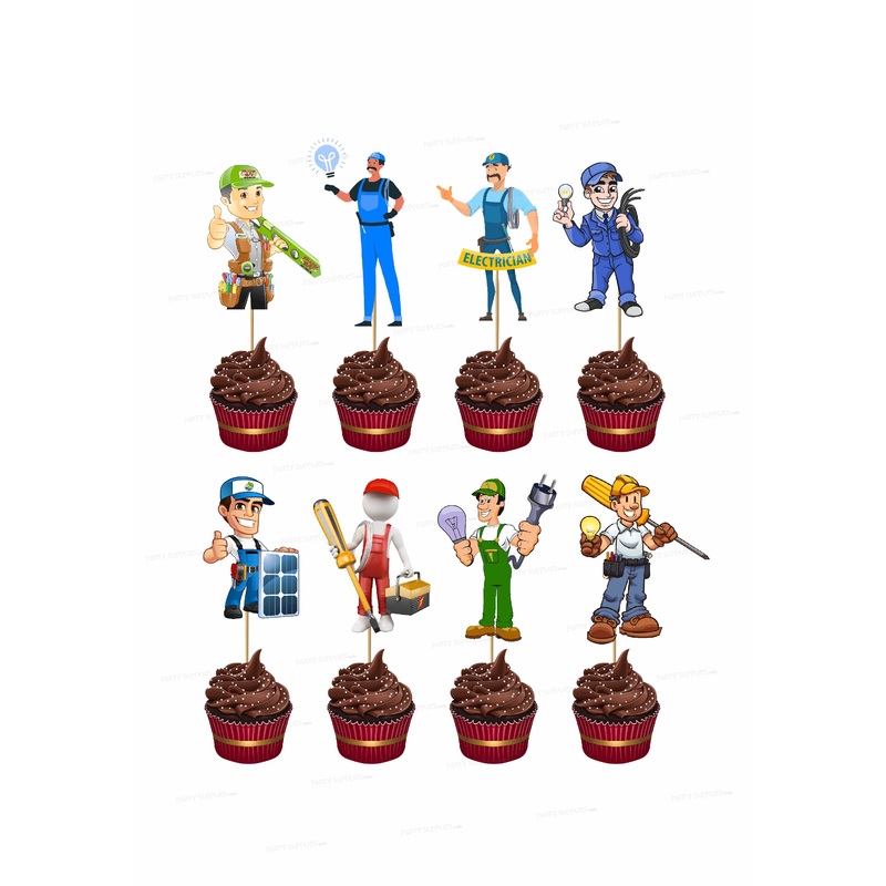 Electrician Theme Cup Cake Topper