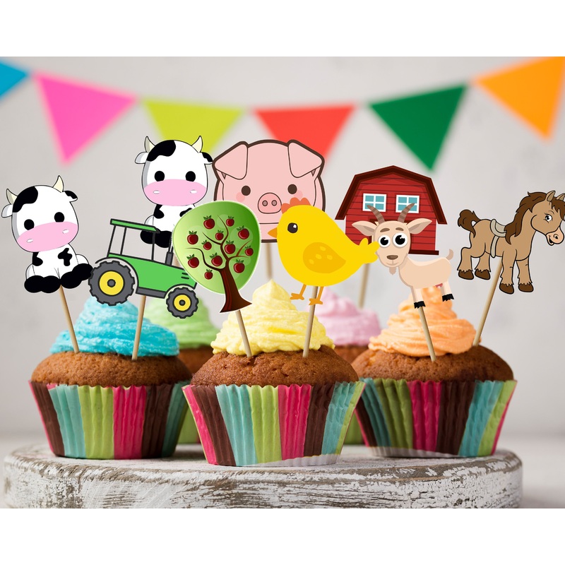 Farm Theme Cup Cake Topper