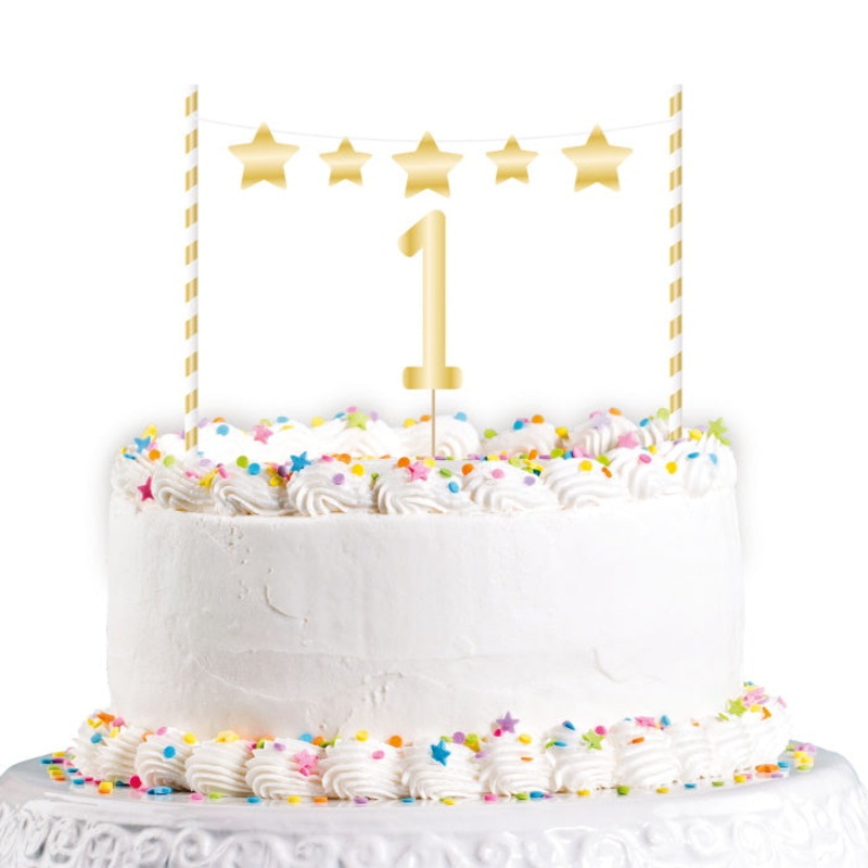 Gold 1st Birthday Cake Topper Decoration 23cm