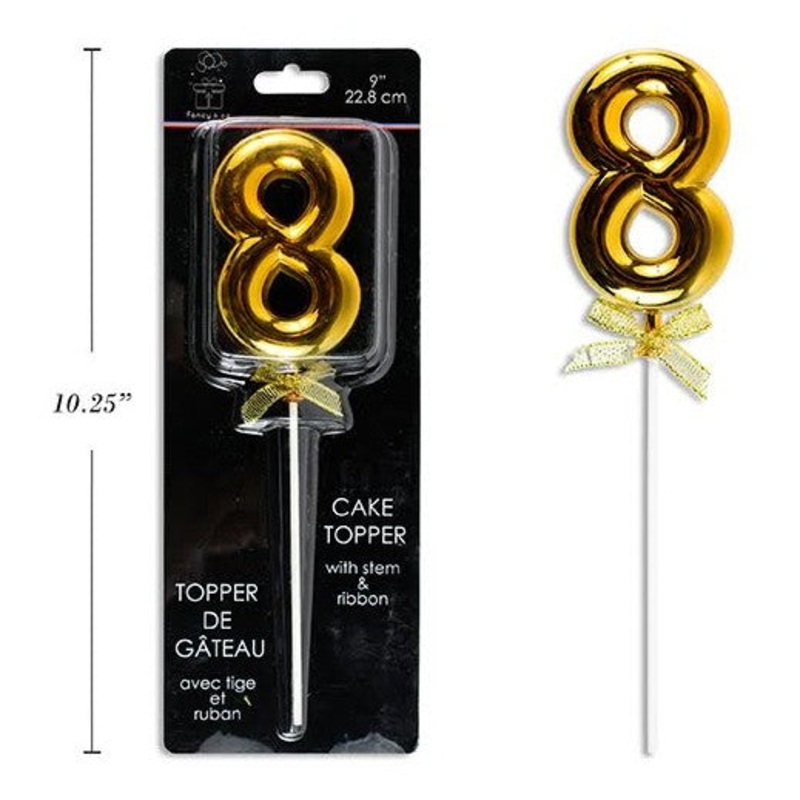 Gold Cake Topper with stem & ribbon #8