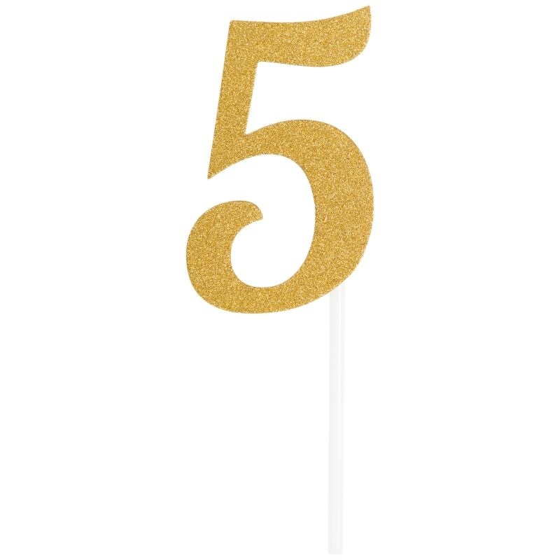 Gold Glittering Number 5 Cake Topper (5 x 8cm)