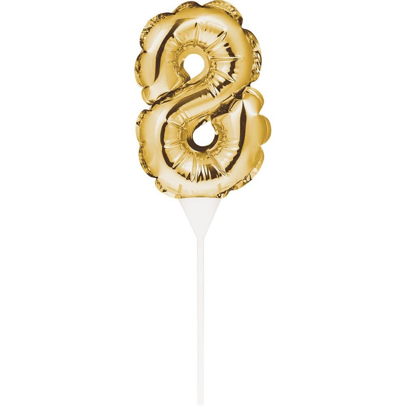 Gold Number 8 Cake Topper Mini Balloon 13cm