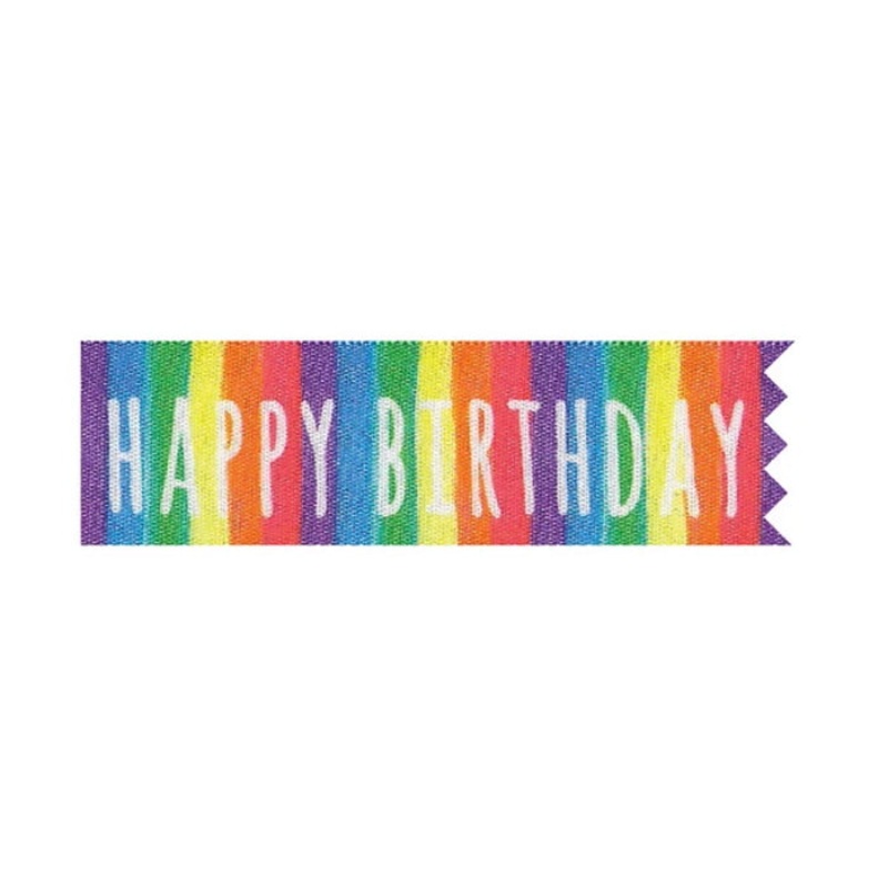 Happy Birthday Cake Ribbon Rainbow Stripes 1 Metre