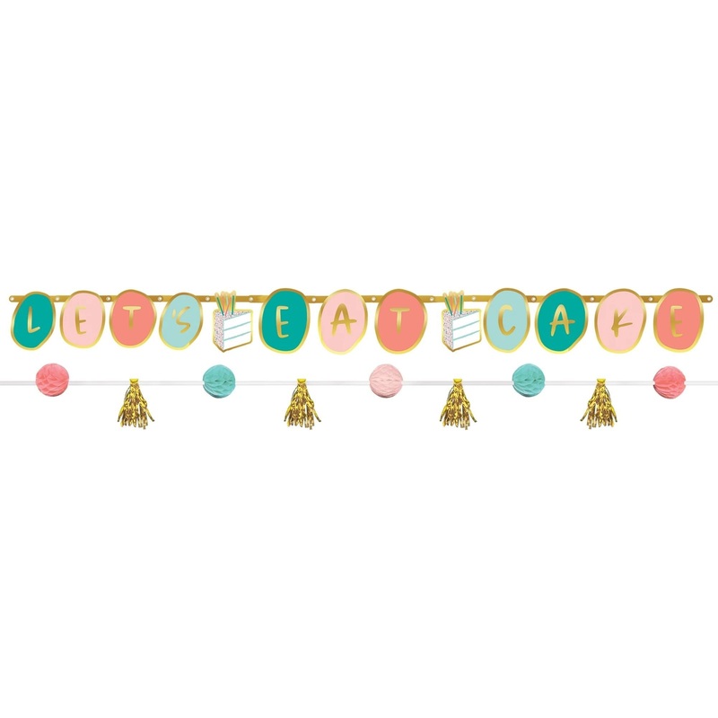 Happy Bright Birthday Let's Eat Cake Banner