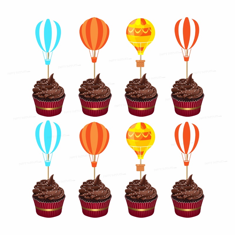 Hot Air Theme Girl Cup Cake Topper