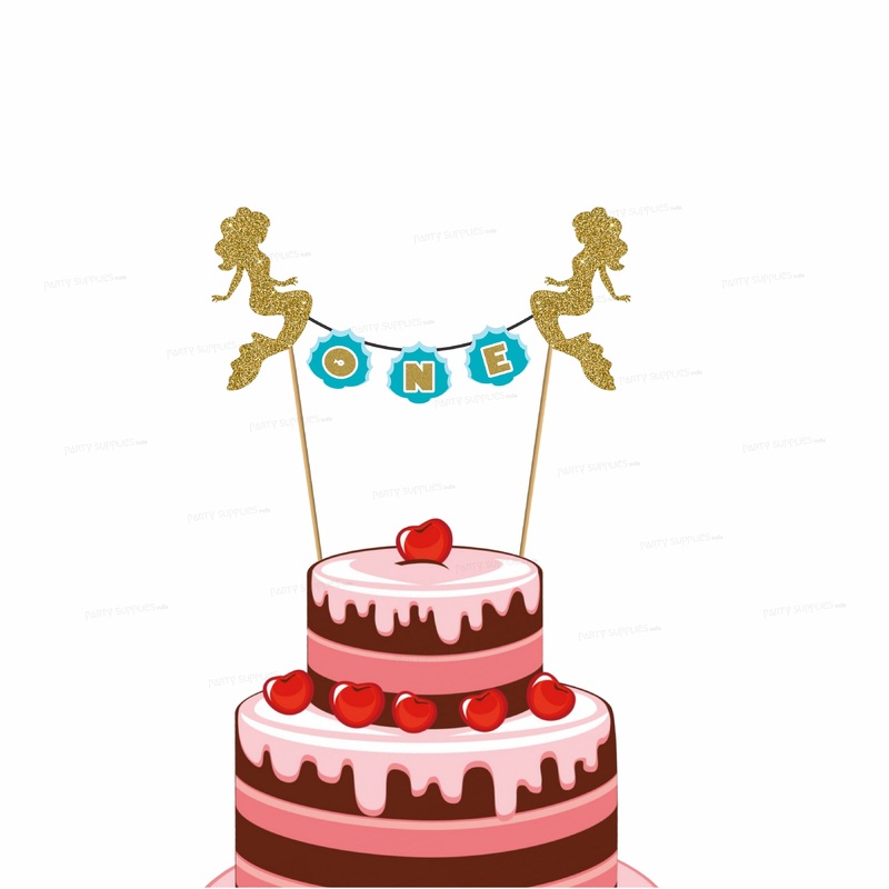 Mermaid Theme Customized with Baby Age Cake Topper