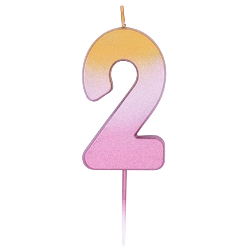 Number 2 Cake Candle - Rose Gold Ombre