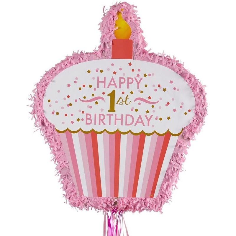 Pinata - Pull Cupcake 1st Birthday Pink