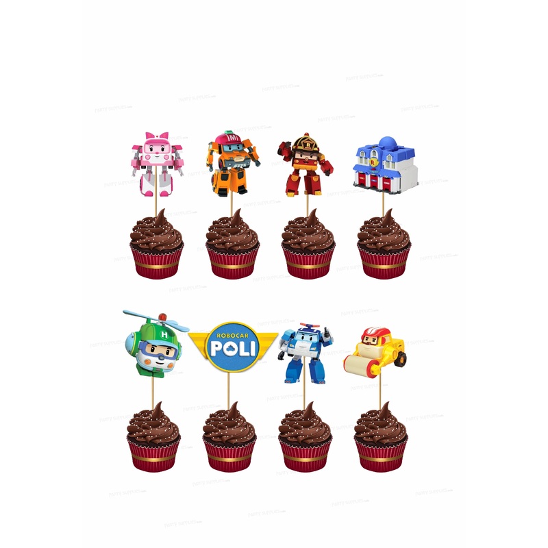 Robo Poli Theme Cup Cake Topper