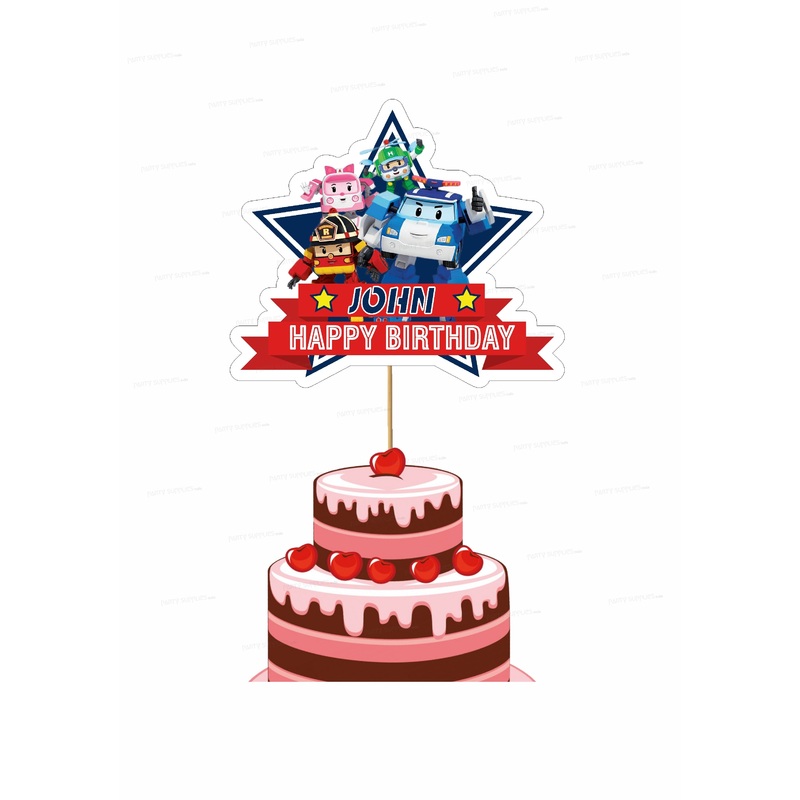 Robo Poli Theme Customized  Cake Topper