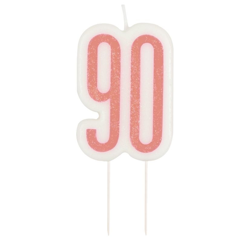 Rose Gold Holographic 90th Birthday Cake Candle Decoration