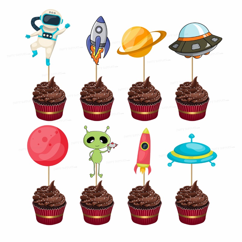 Space Theme Cup Cake Topper
