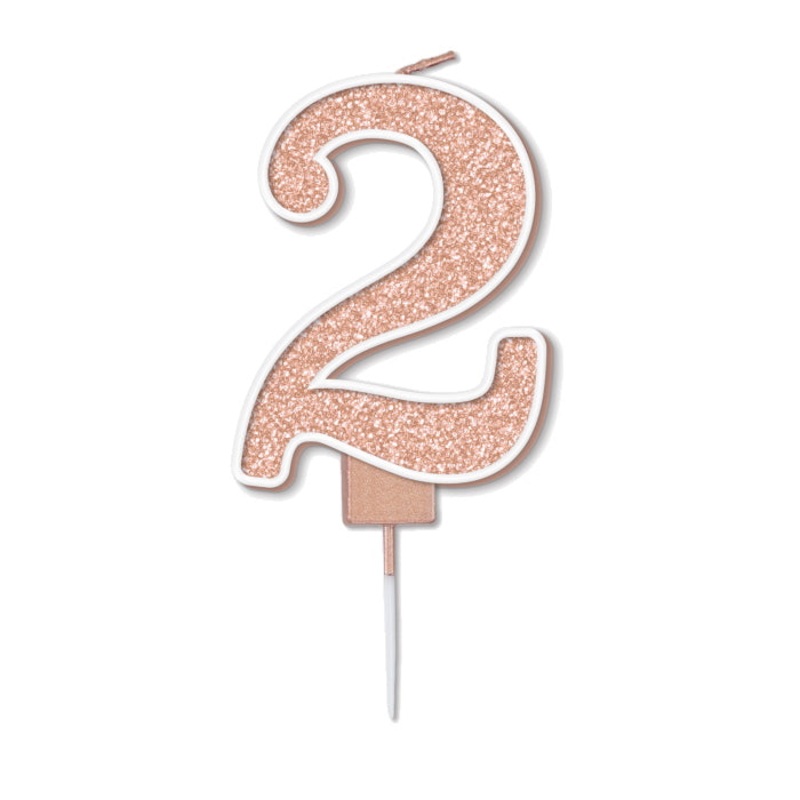 Sparkling Rose Gold Number 2 Cake Candle