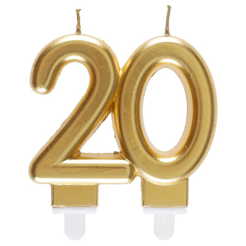 20-Years Birthday Anniversary Cake Candle Gold