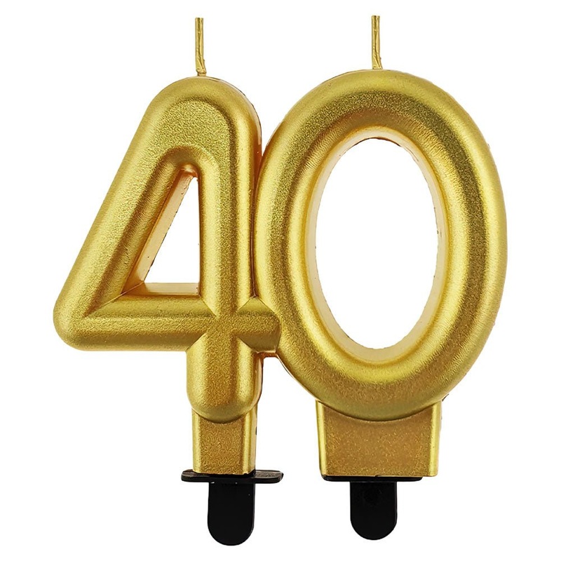 20-Years Birthday Anniversary Cake Candle Metallic Gold