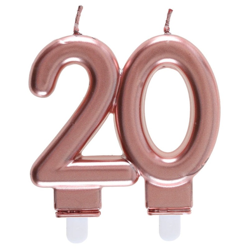 20-Years Birthday Anniversary Cake Candle Rose Gold