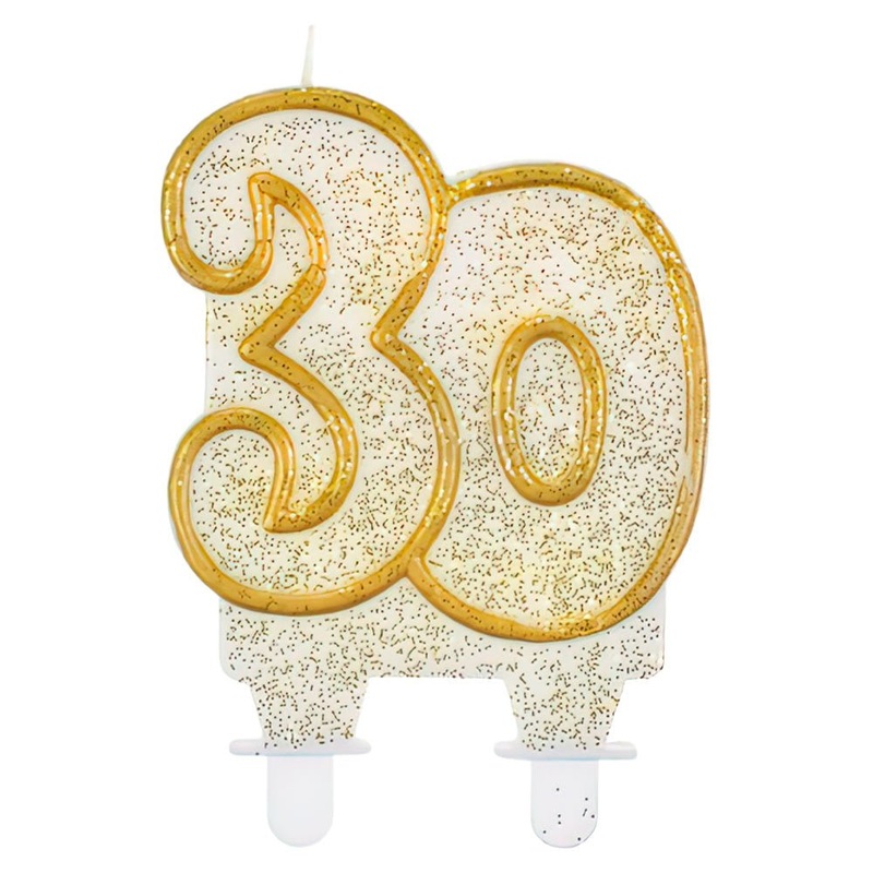 30-Years Birthday Anniversary Cake Candle Glitter