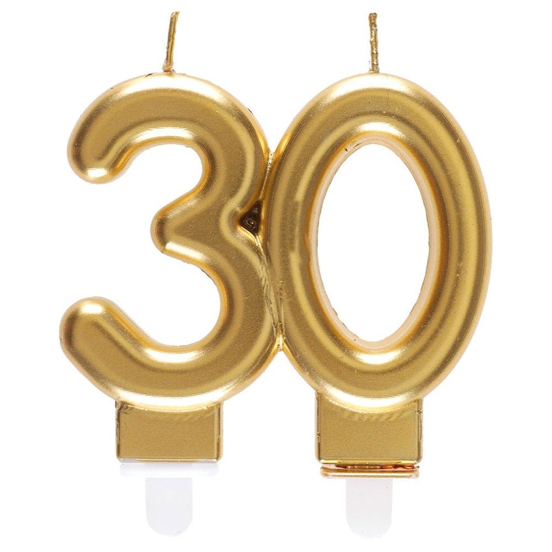 30-Years Birthday Anniversary Cake Candle Gold